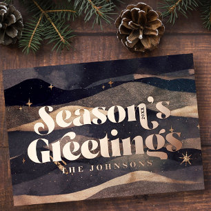 Tarjeta Festiva Con Relieve Metalizado Noche estrellada Cielo de invierno Moderno Elegant