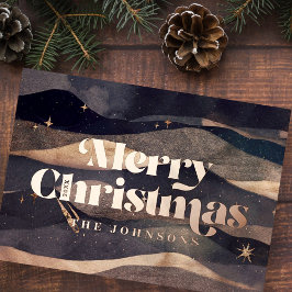 Tarjeta Festiva Con Relieve Metalizado Noche Starry Winter Sky Moda elegante moderna