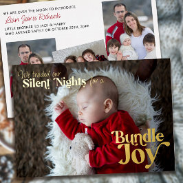 Tarjeta Festiva Con Relieve Metalizado Noches de Silents Bundle of Joy 4 Photo Baby Birth
