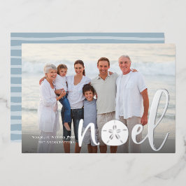 Tarjeta Festiva Con Relieve Metalizado Noel costero | Foto de Navidades