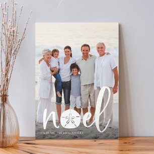 Tarjeta Festiva Con Relieve Metalizado Noel costero   Navidades verticales Photo Silver