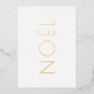 Tarjeta Festiva Con Relieve Metalizado Noël tipografía minimalista de oro blanco elegante