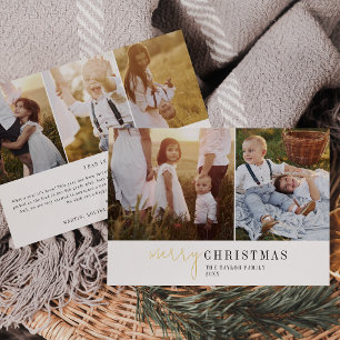 Tarjeta Festiva Con Relieve Metalizado Noticias de Navidades de Collage de fotos de Relie