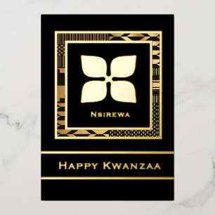 Tarjeta Festiva Con Relieve Metalizado Nsirewa Happy Kwanzaa