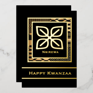Tarjeta Festiva Con Relieve Metalizado Nsirewa Happy Kwanzaa (Esquema)