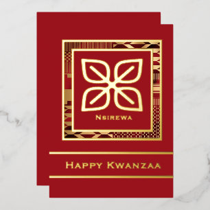 Tarjeta Festiva Con Relieve Metalizado Nsirewa Happy Kwanzaa (Rojo   Esbozo)
