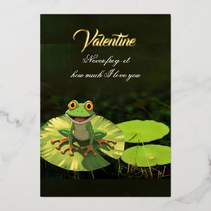 Tarjeta Festiva Con Relieve Metalizado Nunca te olvides de cuánto te amo, rana