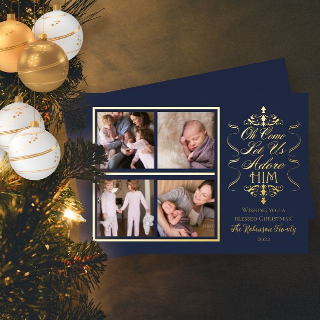 Tarjeta Festiva Con Relieve Metalizado Oh Ven Adoremos 4 Foto Navidad (Subido por el creador)