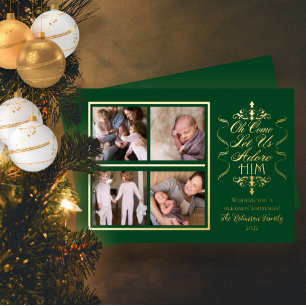 Tarjeta Festiva Con Relieve Metalizado Oh Ven Adoremosle 4 Fotos Navidad