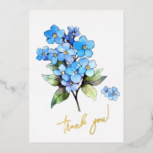Tarjeta Festiva Con Relieve Metalizado Olvídenme, no flor "¡Gracias!" Editable