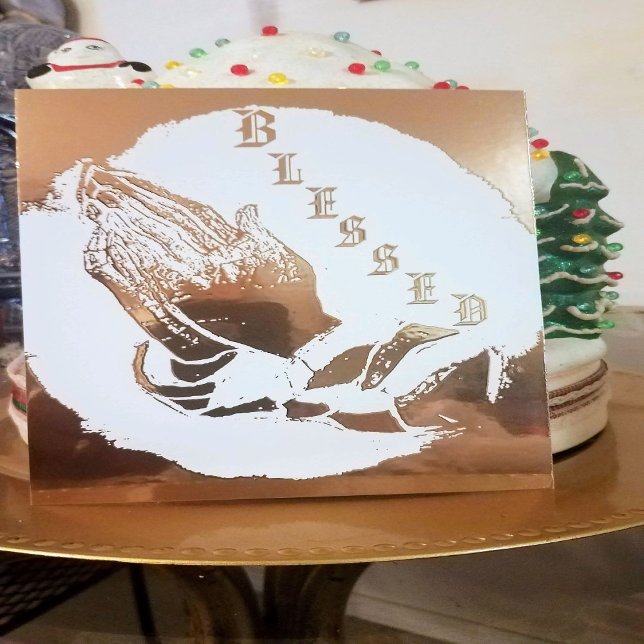 Tarjeta Festiva Con Relieve Metalizado "Oremos" Rosa Dorado (Subido por el creador)