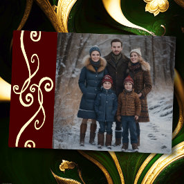 Tarjeta Festiva Con Relieve Metalizado Ornament y tu foto