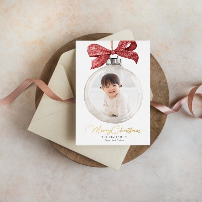 Tarjeta Festiva Con Relieve Metalizado Ornamento con Navidades de Bow (Subido por el creador)