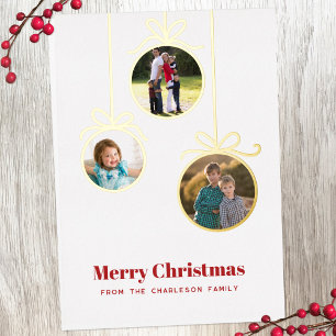 Tarjeta Festiva Con Relieve Metalizado Ornamento de Navidad 3 Foto