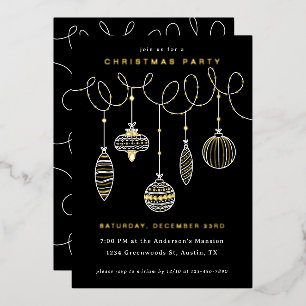 Tarjeta Festiva Con Relieve Metalizado Ornamentos navideños agitados