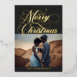 Tarjeta Festiva Con Relieve Metalizado Ornate Gray Merry Christmas Relieve metalizado Hol