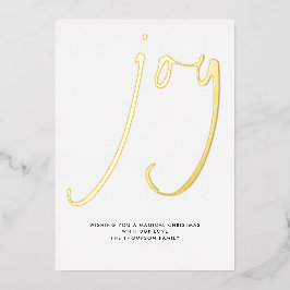 Tarjeta Festiva Con Relieve Metalizado Oro de los Navidades de la alegría de la escritura