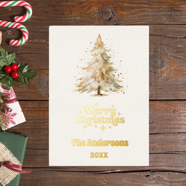 Tarjeta Festiva Con Relieve Metalizado Oro de nieve blanca del árbol de navidad (Subido por el creador)