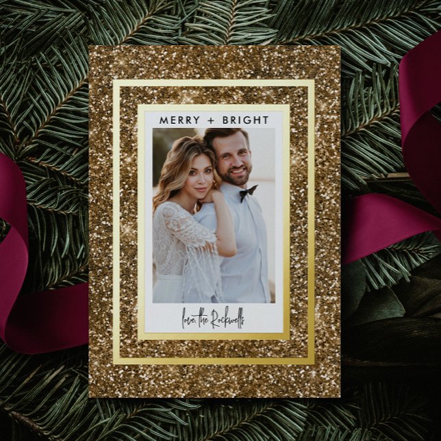 Tarjeta Festiva Con Relieve Metalizado Oro Glitter 1 Foto Real (Subido por el creador)