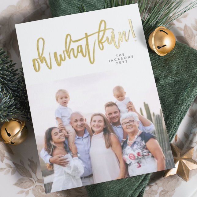 Tarjeta Festiva Con Relieve Metalizado ORO REAL Oh Qué Navidades Divertidos (Subido por el creador)