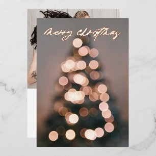 Tarjeta Festiva Con Relieve Metalizado Oro Rosa de RELIEVE METALIZADO REAL Merry Nochebue