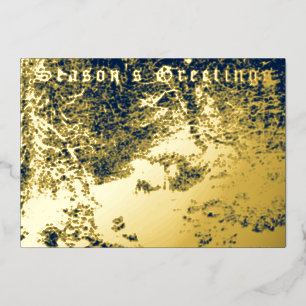 Tarjeta Festiva Con Relieve Metalizado Paisaje invernal de la era victoriana con nieve y 