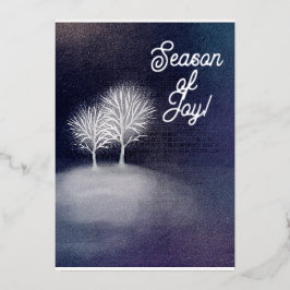 Tarjeta Festiva Con Relieve Metalizado Paisaje nocturno de la temporada de alegría