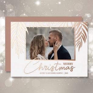 Tarjeta Festiva Con Relieve Metalizado Palms Merry Christmas Photo
