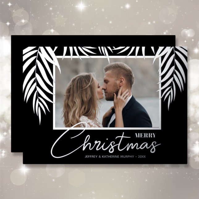 Tarjeta Festiva Con Relieve Metalizado Palms Merry Christmas Photo (Subido por el creador)