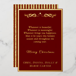 Tarjeta Festiva Con Relieve Metalizado Papel de Oro Feliz Navidad