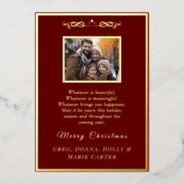 Tarjeta Festiva Con Relieve Metalizado Papel de Oro Feliz Navidad
