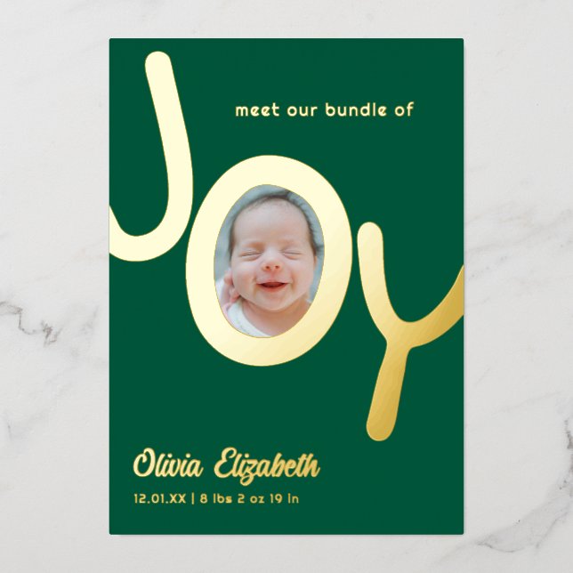 Tarjeta Festiva Con Relieve Metalizado Paquete de JOY Real Relieve metalizado dorado Foto (Anverso)