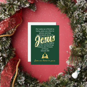 Tarjeta Festiva Con Relieve Metalizado PARA NOSOTROS JESÚS Navidad