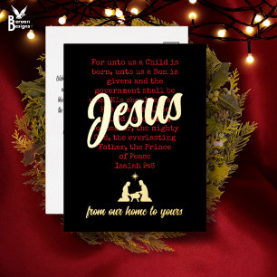 Tarjeta Festiva Con Relieve Metalizado PARA NOSOTROS JESÚS Navidad