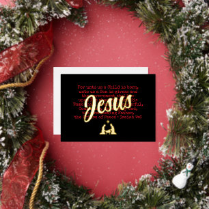 Tarjeta Festiva Con Relieve Metalizado PARA NOSOTROS JESÚS Navidad