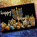 Tarjeta Festiva Con Relieve Metalizado Pastel Dibujando Menorah Hanukkah Velas<br><div class="desc">Pintura Pastel Menorah Hanukkah Velas de la festividad objetos temáticos diseñados por Umua. Impreso y enviado por Zazzle o sus afiliados.</div>
