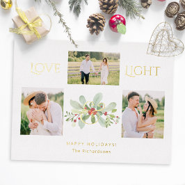 Tarjeta Festiva Con Relieve Metalizado Pastel Watercolor Navidades Floral 3-Photo