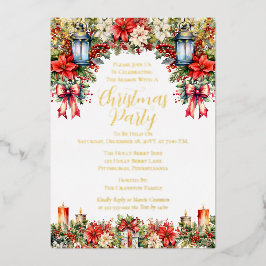 Tarjeta Festiva Con Relieve Metalizado Patrones elegantes | Fiesta de Navidades Florales 