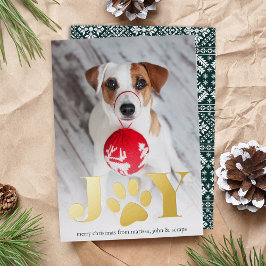 Tarjeta Festiva Con Relieve Metalizado Paws festivos | Foto Mascota