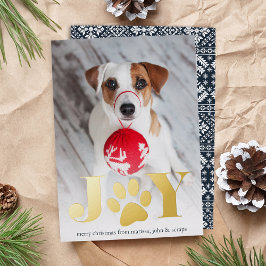 Tarjeta Festiva Con Relieve Metalizado Paws festivos | Foto Mascota