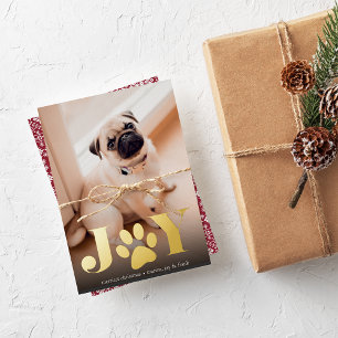 Tarjeta Festiva Con Relieve Metalizado Paws festivos   Foto Mascota