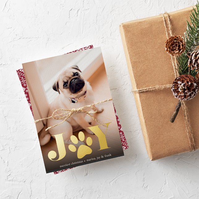 Tarjeta Festiva Con Relieve Metalizado Paws festivos | Foto Mascota (Subido por el creador)
