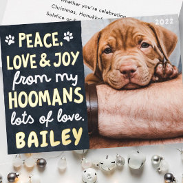 Tarjeta Festiva Con Relieve Metalizado Paz, Amor y Alegría Foto Personalizada Divertida d