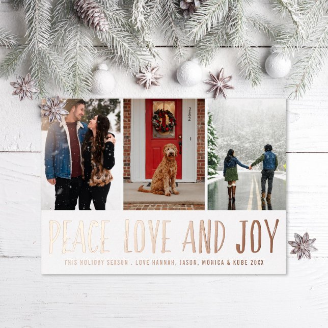 Tarjeta Festiva Con Relieve Metalizado Peace Love Joy Multi-foto (Subido por el creador)