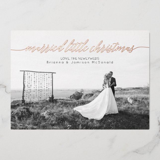 Tarjeta Festiva Con Relieve Metalizado Pequeños Navidades casados recién casados (Anverso)