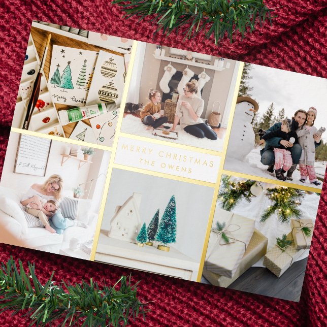 Tarjeta Festiva Con Relieve Metalizado Personalizable Feliz Navidad Seis Líneas Fotográfi (Subido por el creador)