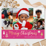 Tarjeta Festiva Con Relieve Metalizado Personalizado de árbol de Navidad dorado Foto de l<br><div class="desc">¡Difundan la alegría del feriado con tarjetas de Navidades de Relieve metalizado dorado de lujo! Seis fotos personalizadas junto con el nombre de tu familia y un saludo en la parte trasera. Este diseño personalizado presenta árboles decorativos y estrellas, con las palabras 'Feliz Navidad' en letras festivas. Perfecto para fotos...</div>