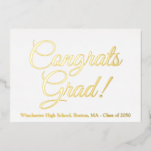 Tarjeta Festiva Con Relieve Metalizado Personalizado de oro blanco grávido año escolar