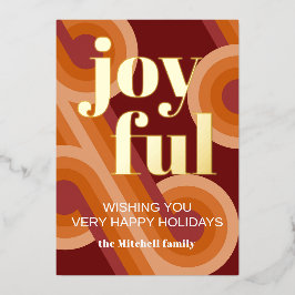 Tarjeta Festiva Con Relieve Metalizado Personalizado Retro Resumen Olas de arte Patrón de