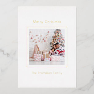 Tarjeta Festiva Con Relieve Metalizado Personalizado simple Navidades de fotografía de lu